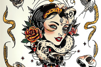 make you a traditional old school tattoo style design