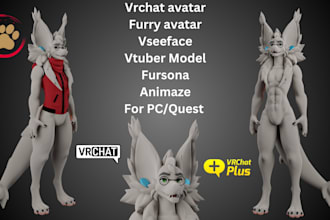 model realistic furry or nsfw avatar for vrchat, vtube, vseeface, animaze