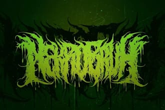 design a slamming death metal logo font with chrome