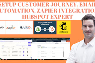 setup customer journey, email automation, zapier integration, hubspot expert