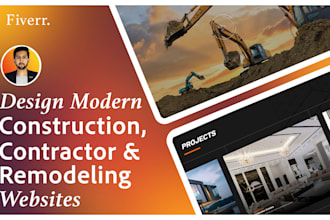 design modern construction, contractor, remodeling, roofing website