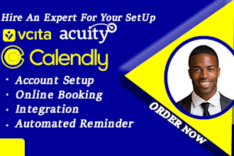 setup appointment booking on calendly, simplybook me, vagaro, honeybook