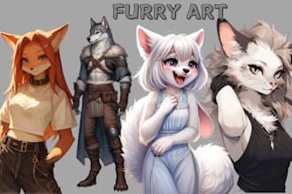 draw your furry art, fursona, oc, reference sheet,  character design, sticker