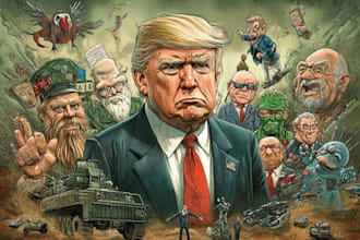 paint digital political or social cartoons for you