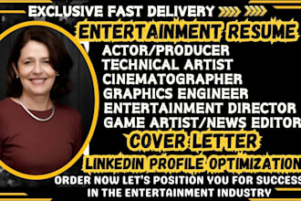 write high impact entertainment, actor, producer, game artist, fit model resume