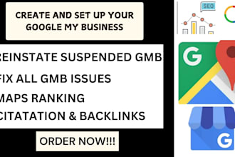 create setup, reinstate and fix suspended google my business profile and listing