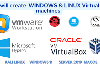 configure virtual machines using vmware virtualbox  or hyperv