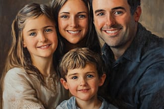 paint realistic family portrait , wedding or couple  painting