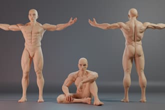 craft 3d muscular character,morph target for ue5 character,3d skin,iclone 3d rig
