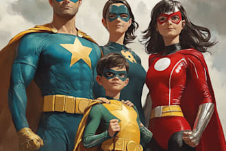 create a family superhero portraits for you