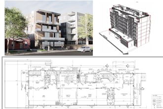 draw 2d, 3d architectural blueprint drawings