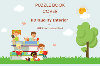 creat puzzle book cover and HD quality interior