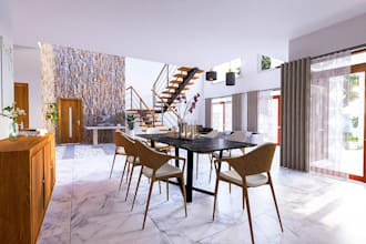 design house interior and exterior with 3d render