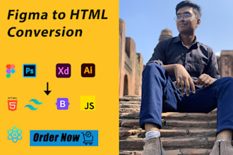 do PSD to html, figma to html, responsive design with react