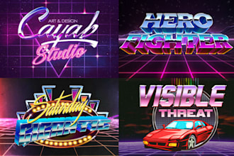 design retro future 80s synthwave 3d logo creations