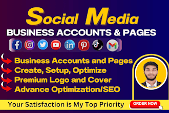 create and set up social media accounts, setup optimize facebook business page