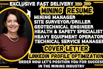 write pro mining engineer, geologist, driller, electrician, site surveyor resume