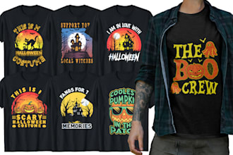 do custom halloween scary spooky horror t shirt design for pod