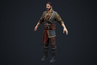 model rig 3d human model, retexture, rotopology, control rig3d, unity game model