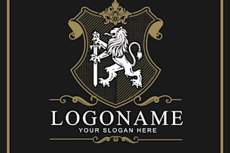 draw heraldic family crest coat of arms logo