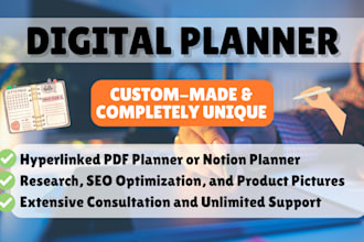 design custom etsy digital planner and do SEO product listing optimization