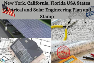 do ny, cl, fl, il usa electrical and solar engineering plan and stamp