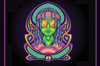 do modern trippy psychedelic logo design