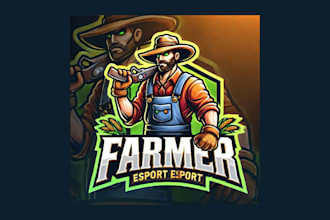 design awesome farmer mascot logo with express delivery