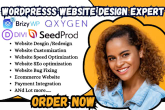 design and redesign a wordpress website using brizy oxygen builder divi seedprod