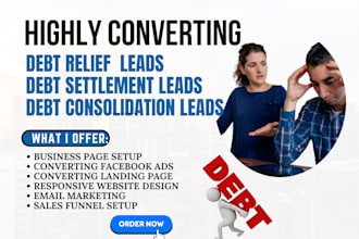 generate debt relief lead debt settlement debt consolidation debt relief website