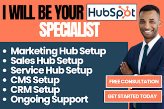 be hubspot specialist expert for marketing hub sales hub service hub cms crm