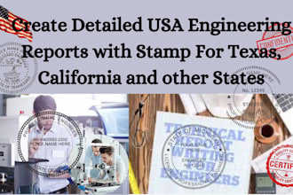 do usa draft engineering reports with stamp for texas, california
