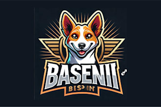 design awesome basenji dog mascot logo for your company