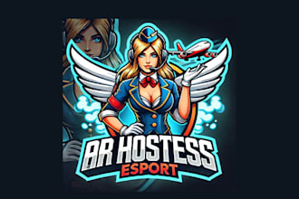 do unique air hostess mascot logo with unlimited revisions