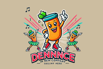design dance mascot logo  very fast with super color