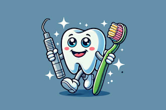 design creative dental mascot logo with my own creative thinking