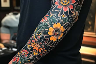 create a beautiful american traditional tattoo desing
