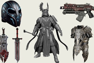 do 3d cosplay modelling 3d model 3d weapon props swords for print and painting
