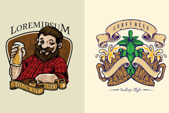 create hand drawn vintage pub beer logo