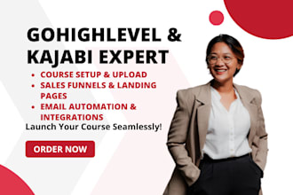 setup gohighlevel kajabi online course, upload course content