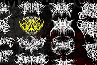 create death, black metal, grindcore, hardcore band logo