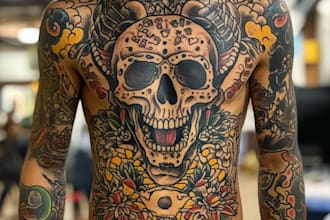 draw a attractive american traditional tattoo design
