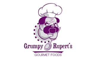 create cool grumpy gourmet foods logo design