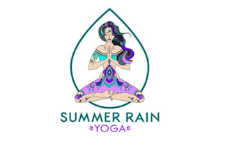 create empowering illustration summer yoga logo design
