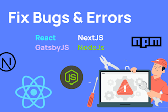 help to fix bugs and errors in react, nextjs ,gatsby and node projects