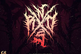 create a raw primitive black metal logo