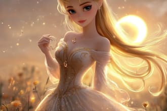 make a professional disney cartoon style character