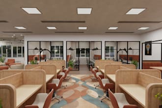 craft 3d interior design ,render modern co working space, office , walkthrough