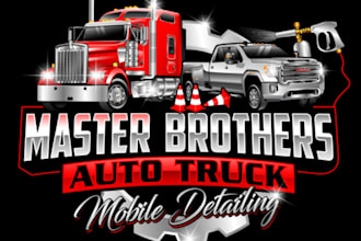 design 3d auto detailing, trucking, garage, and car wash business logo