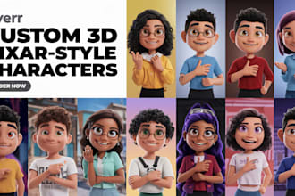 transform your imagination into pixar style 3d cartoon characters limited time